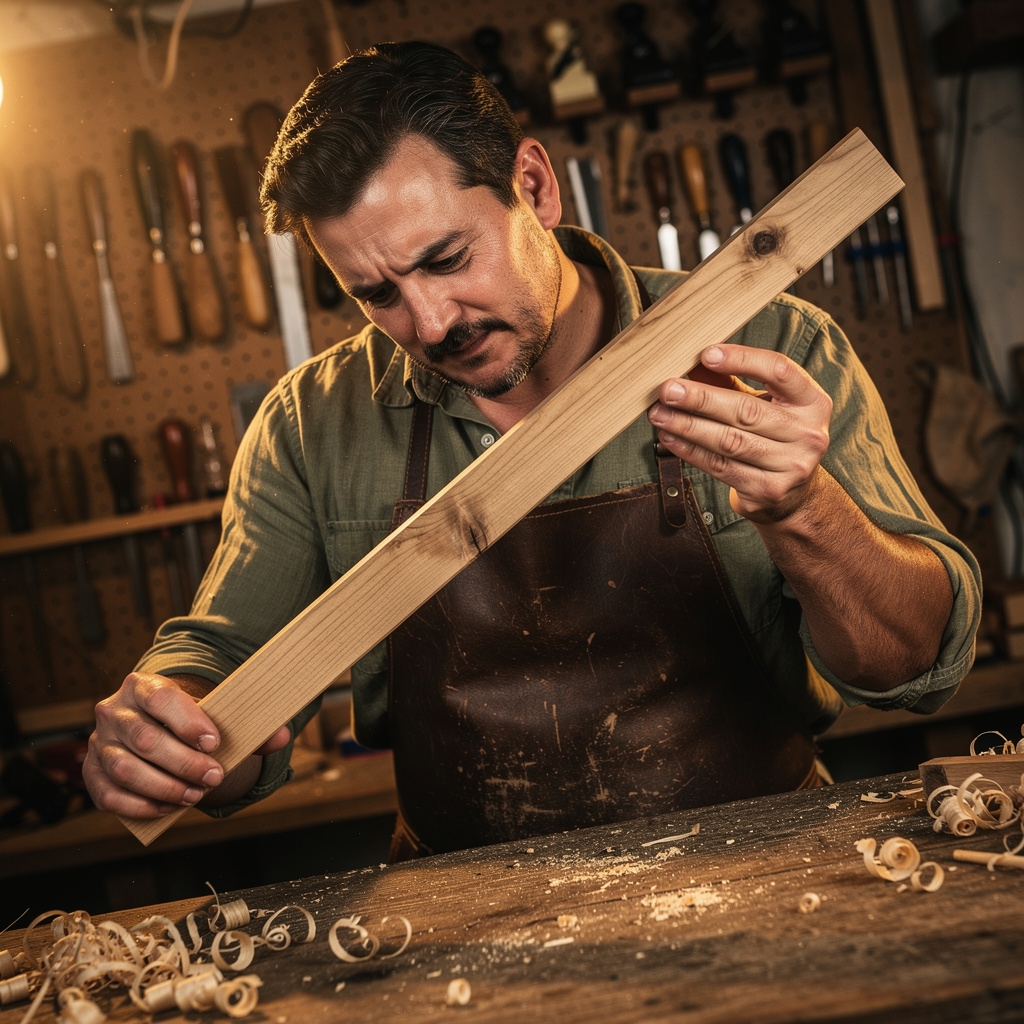 Holzauswahl in der Werkstatt für Bogenbau